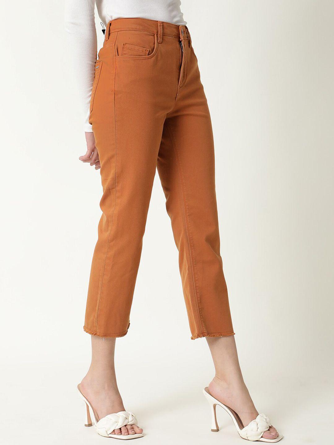 rareism women rust orange slim fit jeans