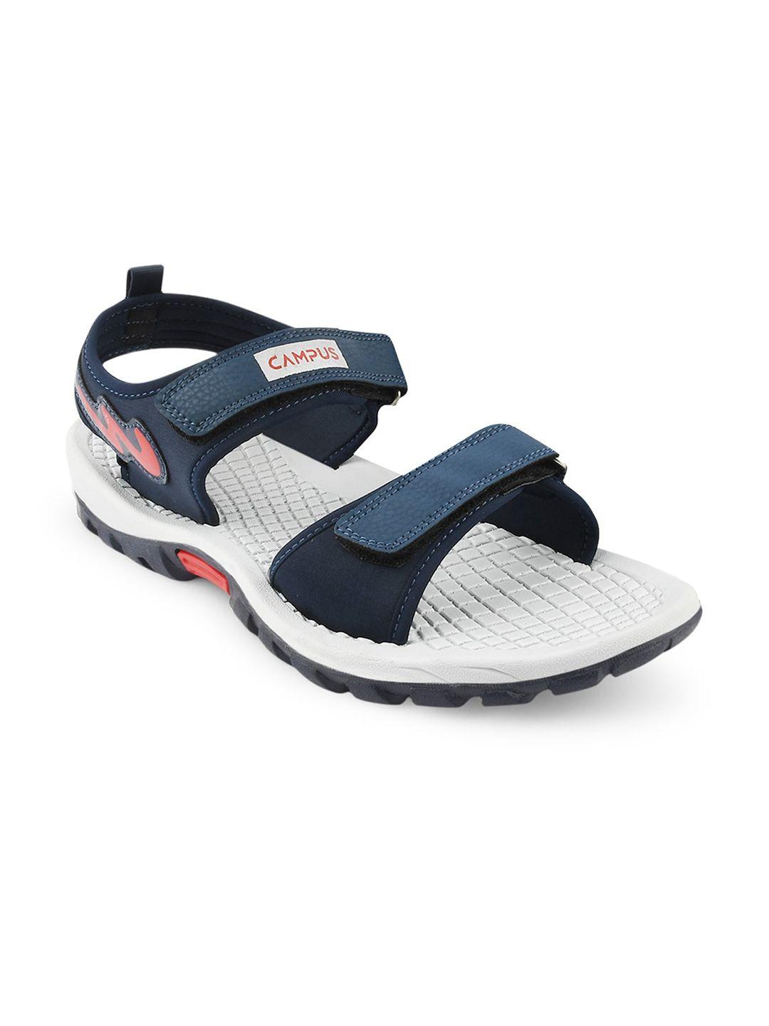 campus men navy blue & red color blocked sports sandals