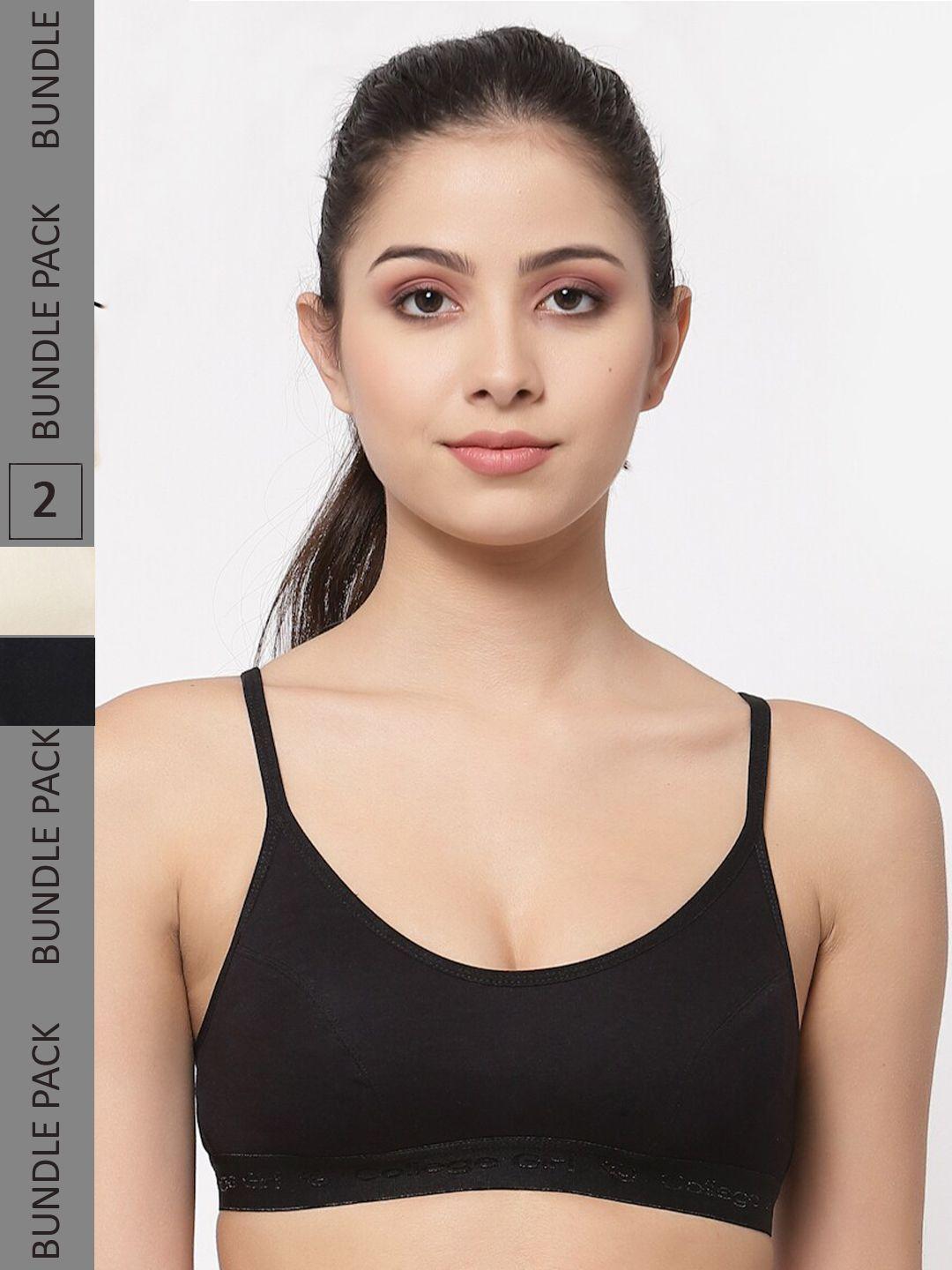 college pack of 2 nude-coloured & black workout bra