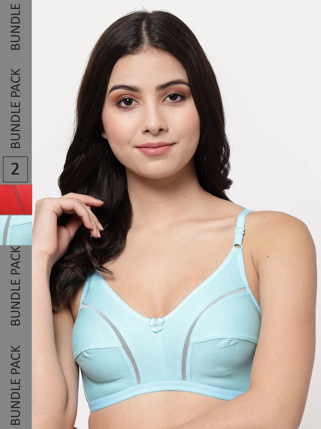 college pack of 2 red & turquoise blue everyday bra