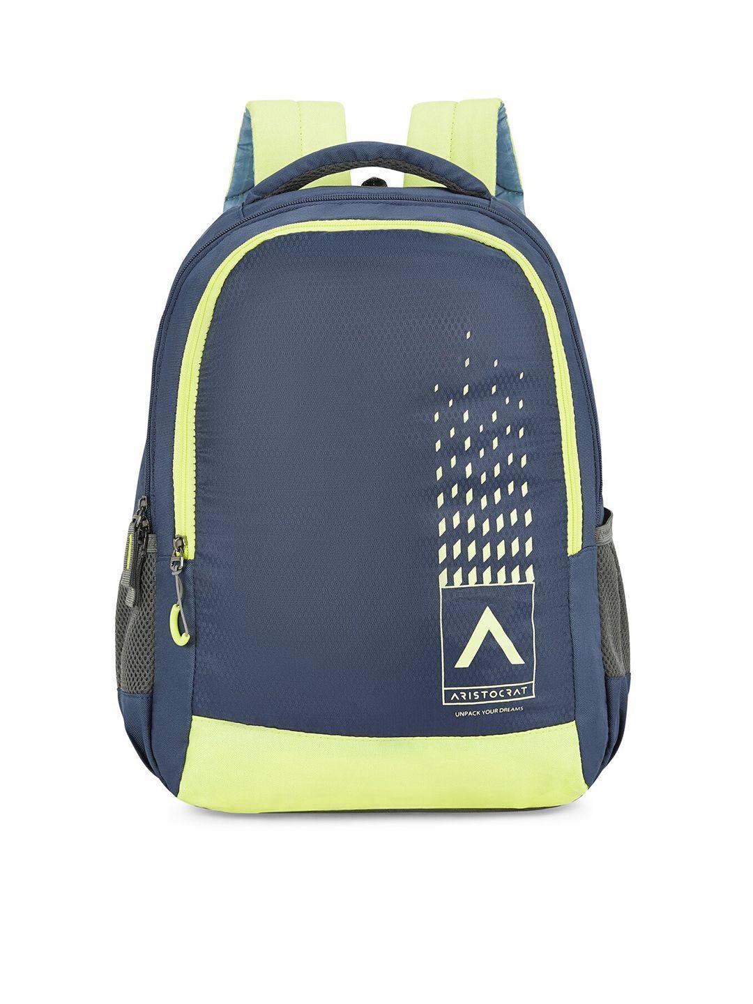 aristocrat unisex navy blue & yellow backpack