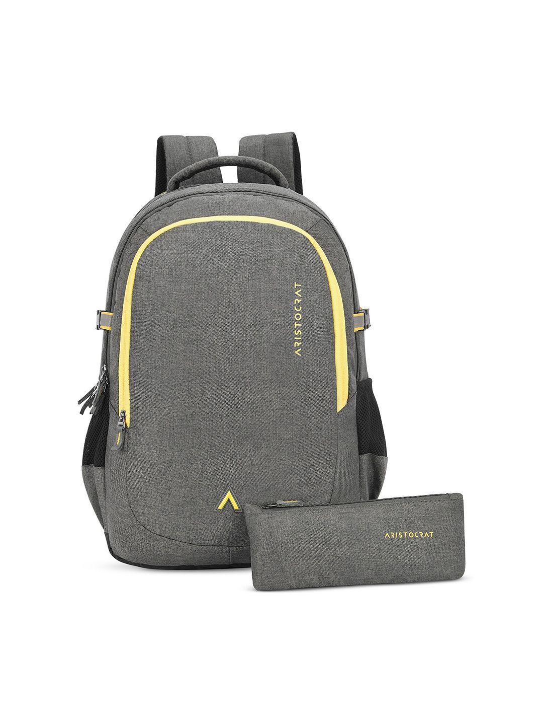 aristocrat unisex grey & yellow backpack