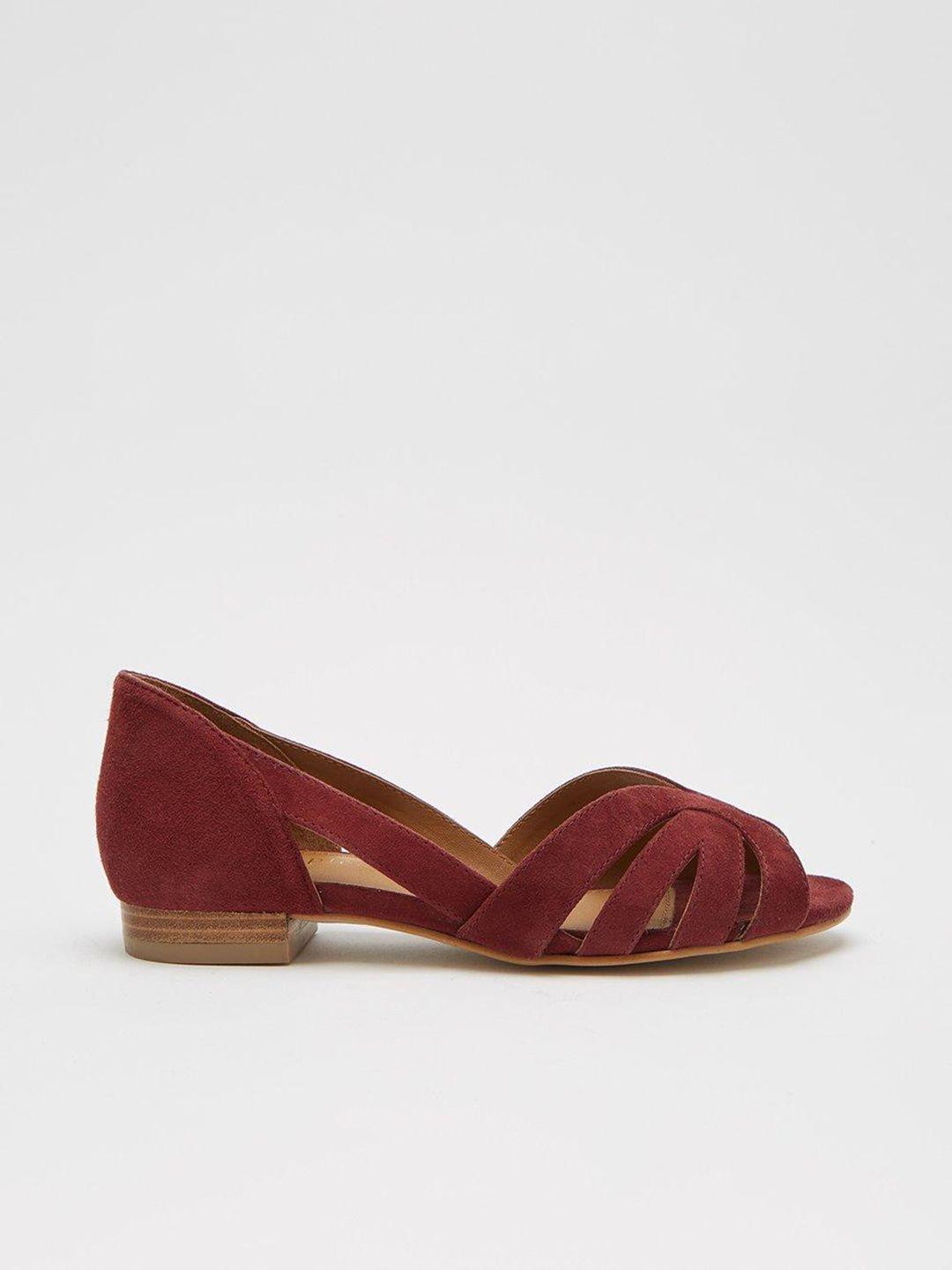 dorothy perkins women burgundy multi straps open toe flats