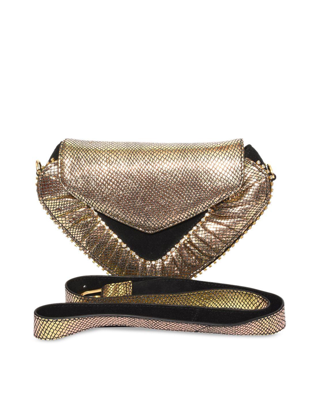 sassora gold-toned textured leather swagger sling bag