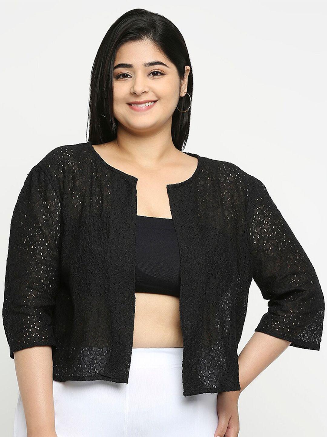 style quotient women black cotton shrug