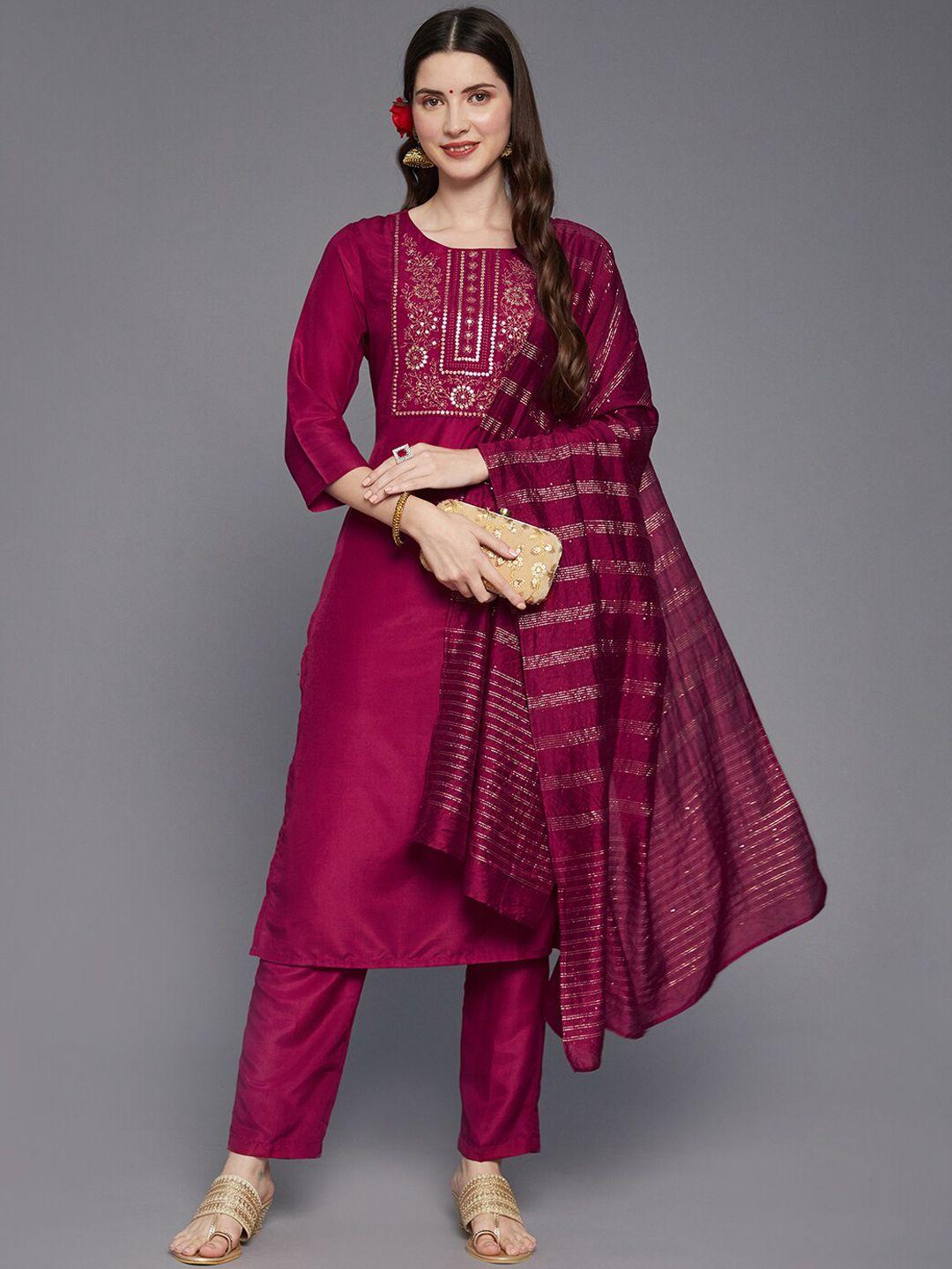 anubhutee women ethnic embroidered sequinned kurta with trousers & dupatta