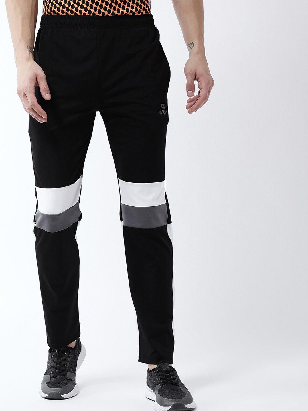 masch sports men black & white striped track pant