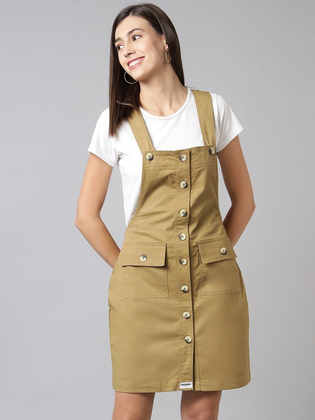 finsbury london khaki pinafore dress