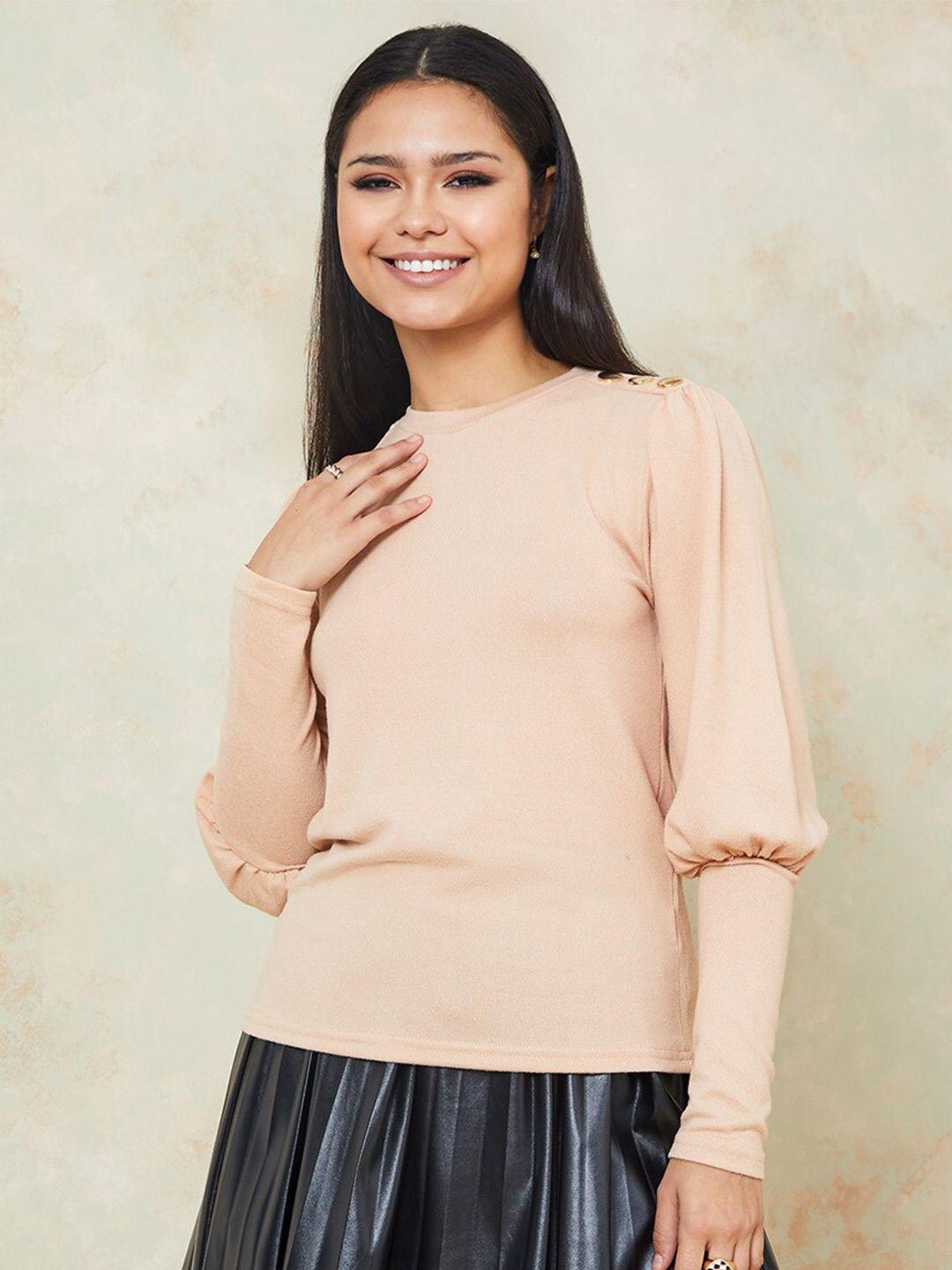 styli woman tan solid top