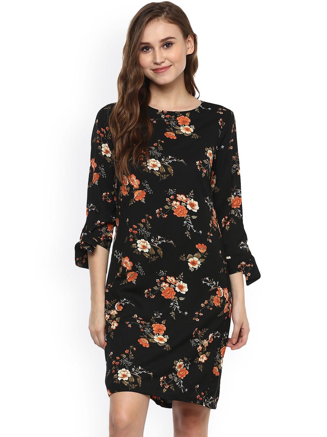 harpa women black printed a-line dress