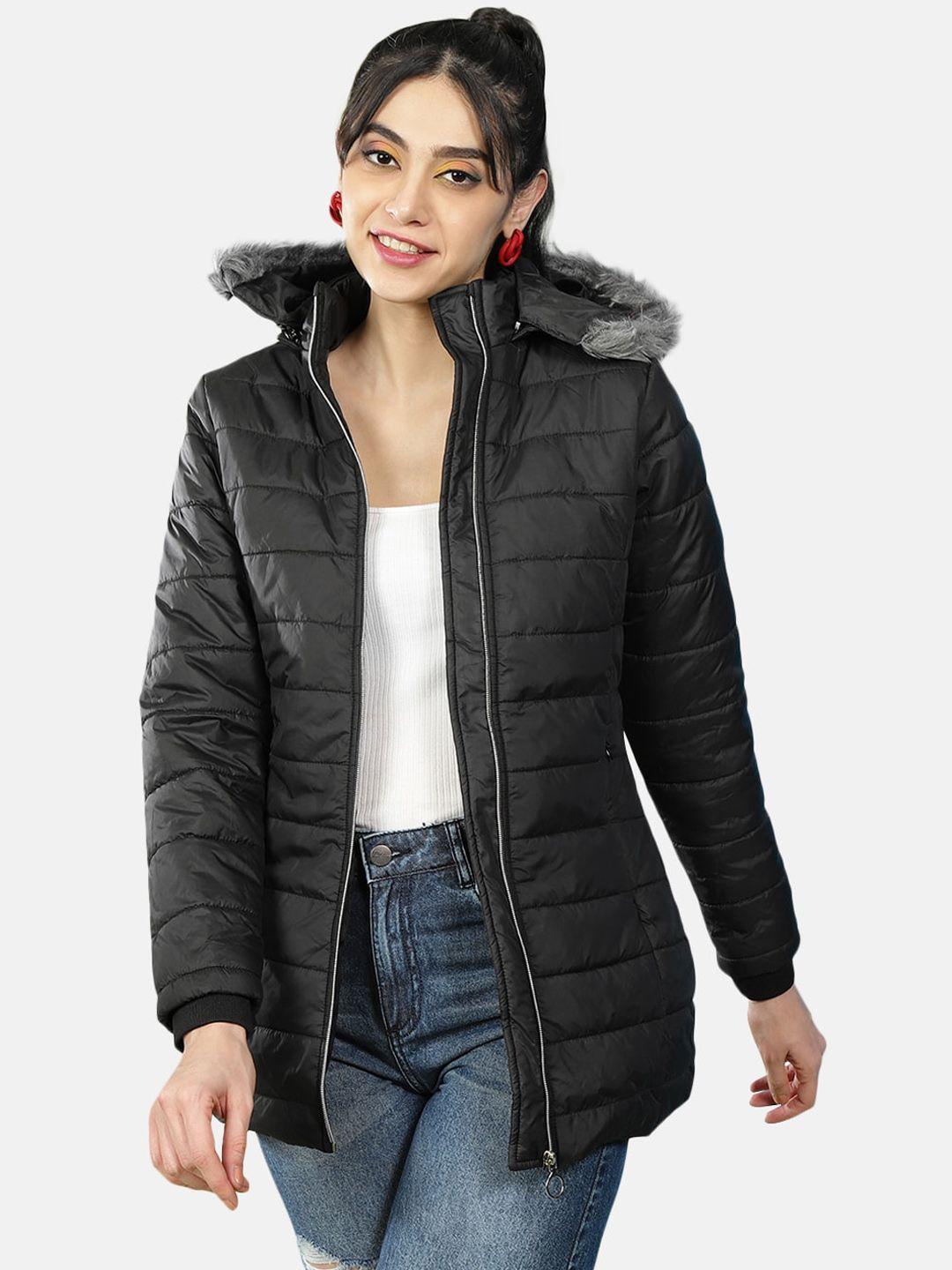 freehand women black longline outdoor parka jacket