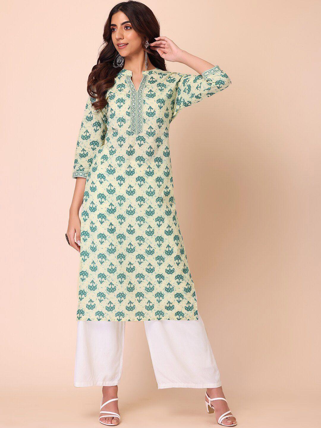 indya women printed cotton kurta