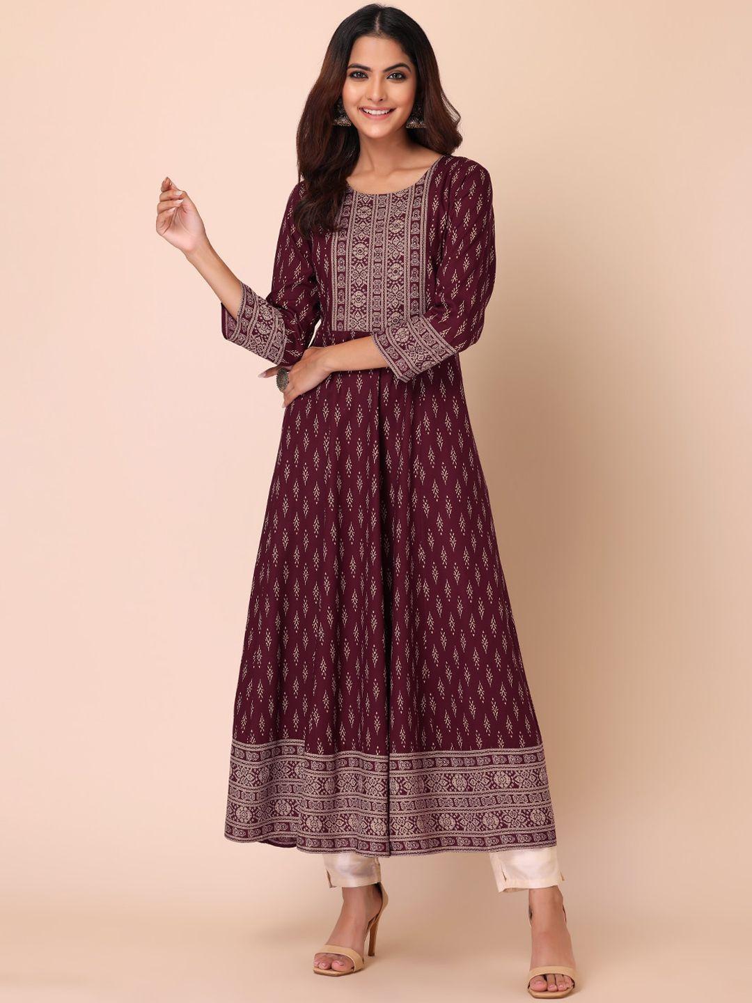 indya women ethnic motifs printed anarkali kurta