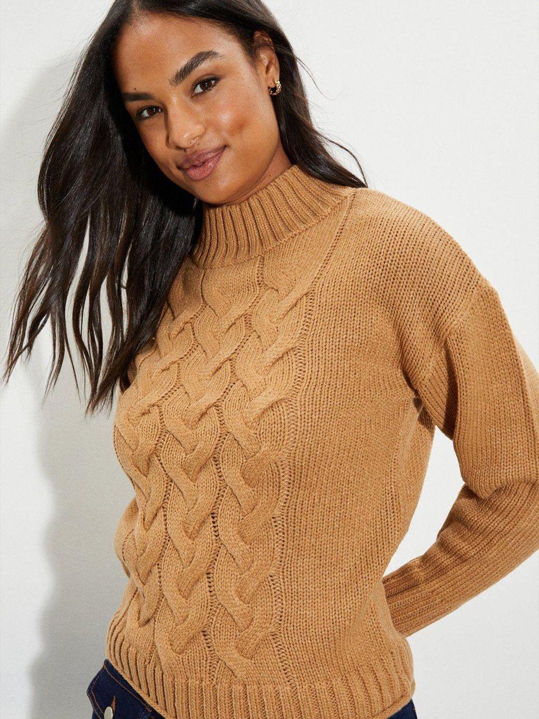 dorothy perkins women beige cable knit pullover