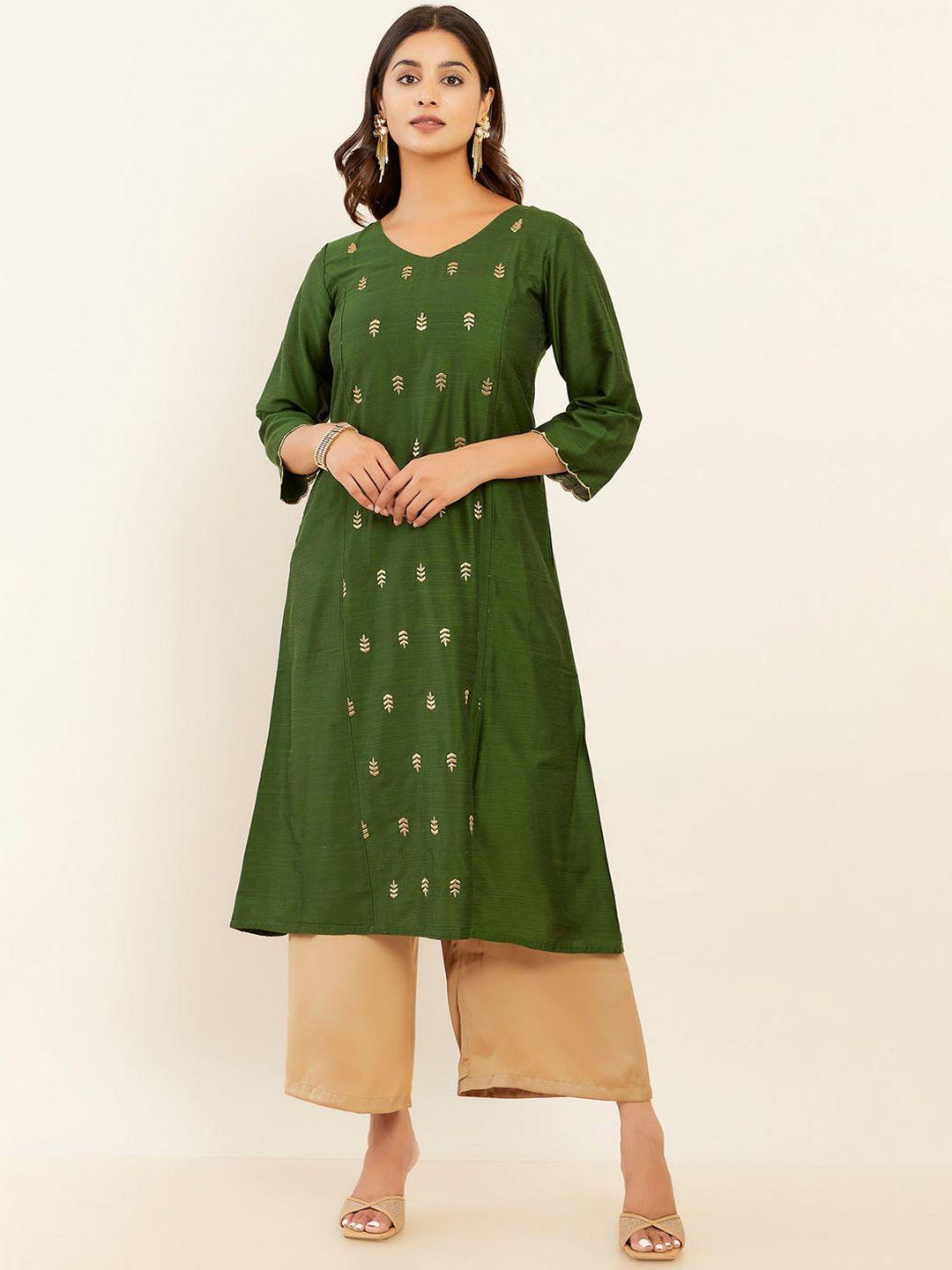 maybell women geometric embroidered thread work kurta