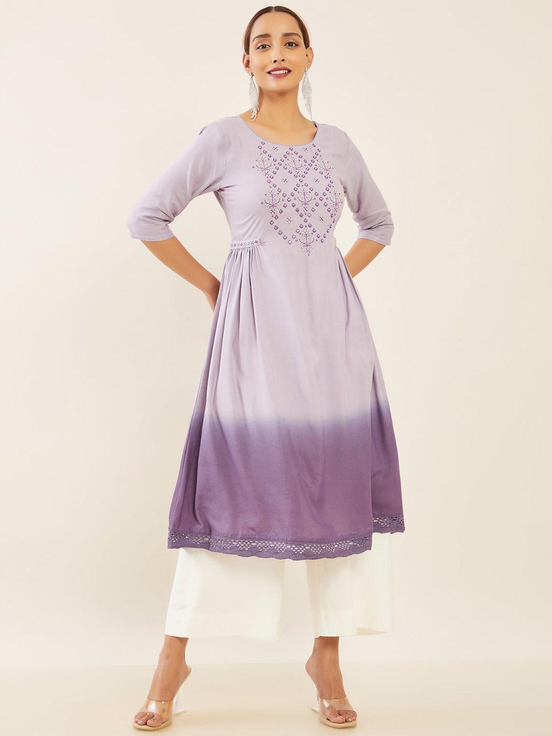 maybell  dyed thread work a-line kurta