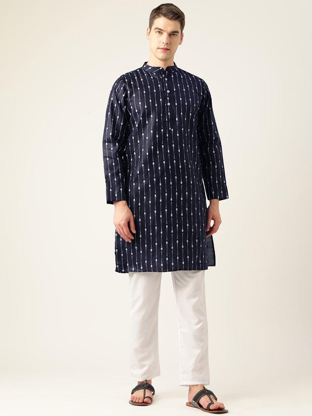 molly & michel men geometric printed cotton  kurta