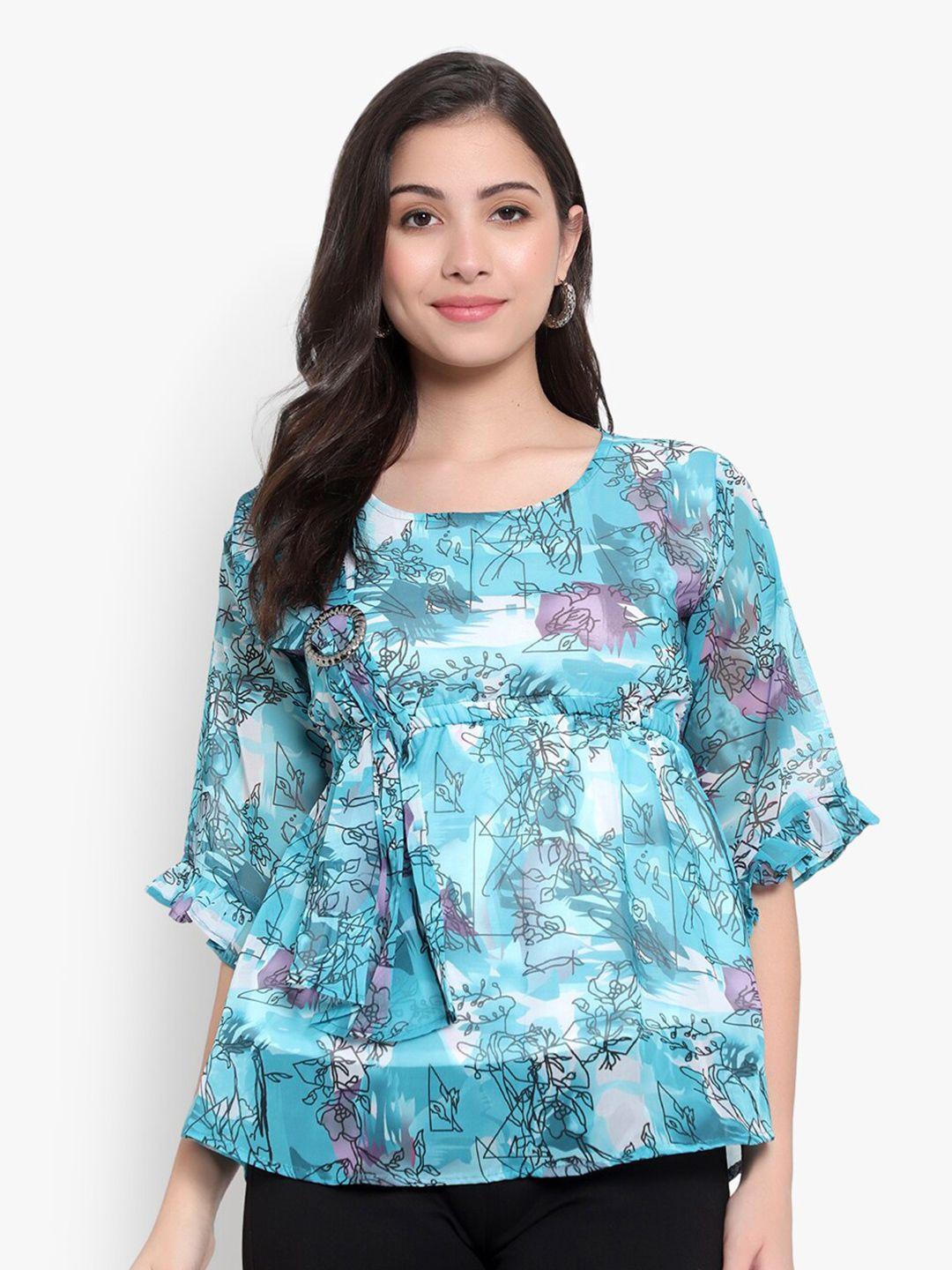 sky heights printed georgette empire top