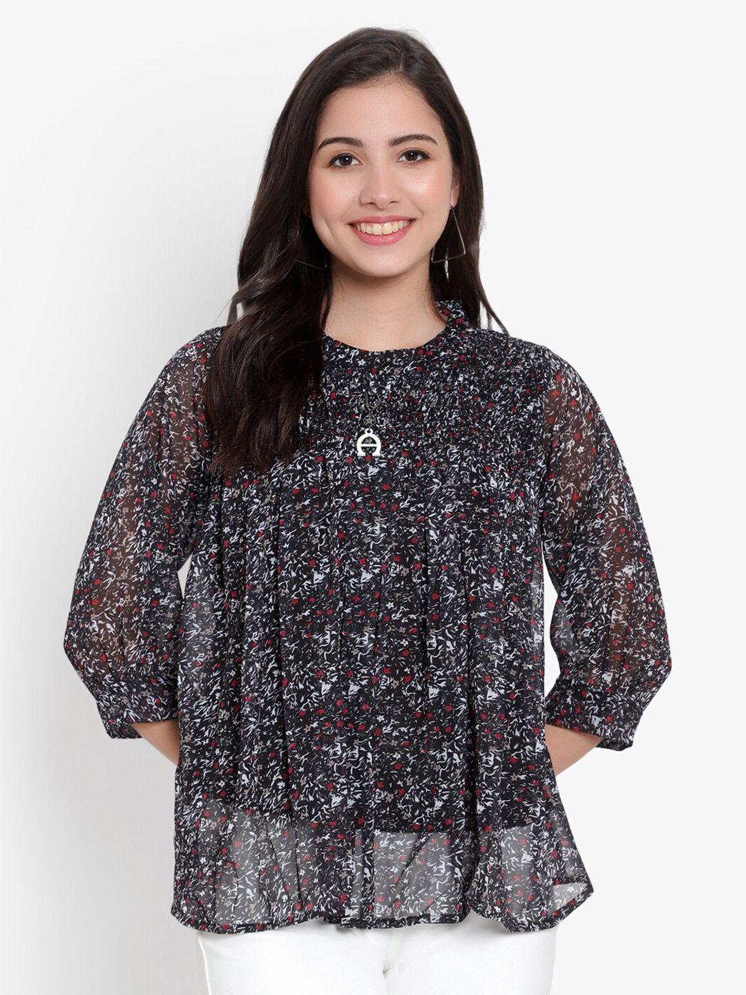 sky heights floral printed georgette top