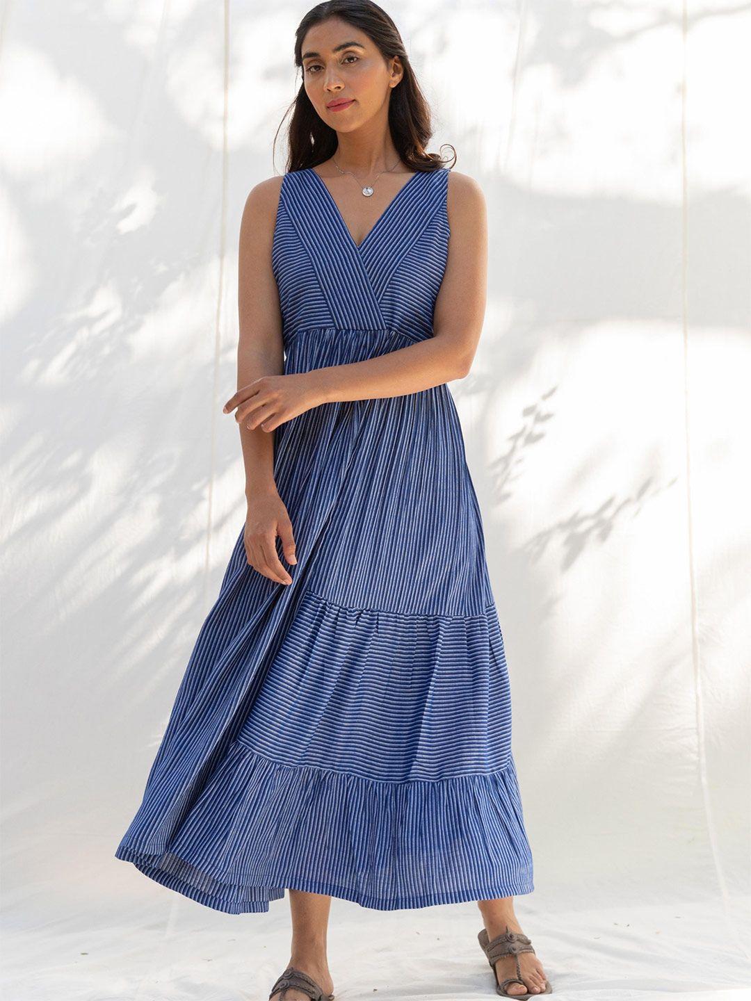 myaara blue cotton maxi dress