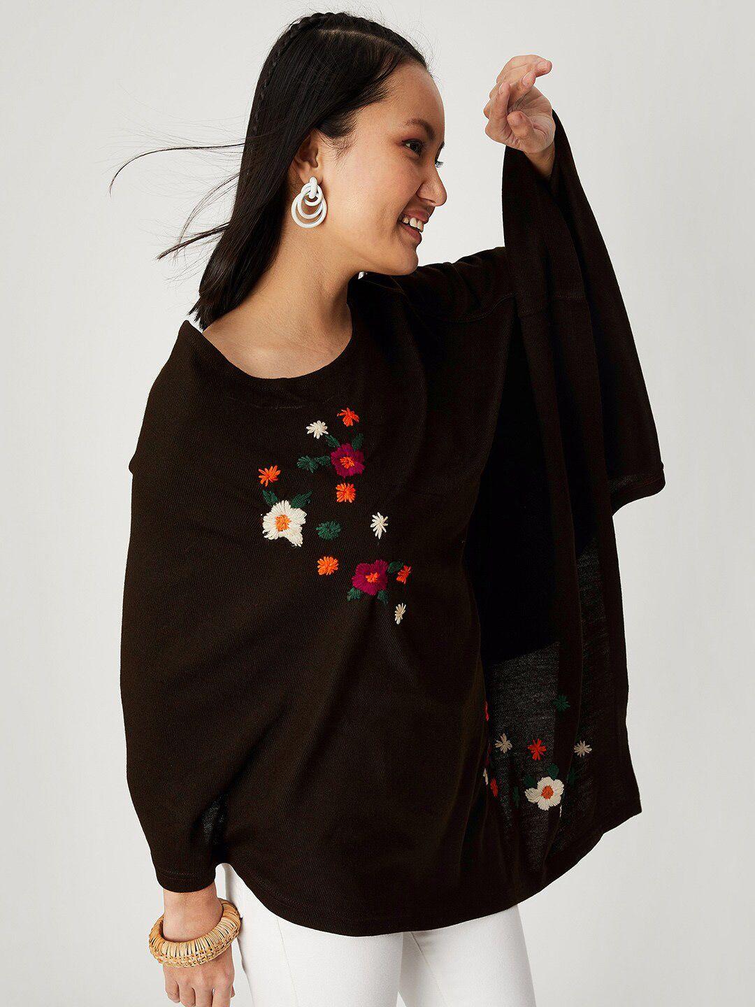 max women  floral acrylic poncho