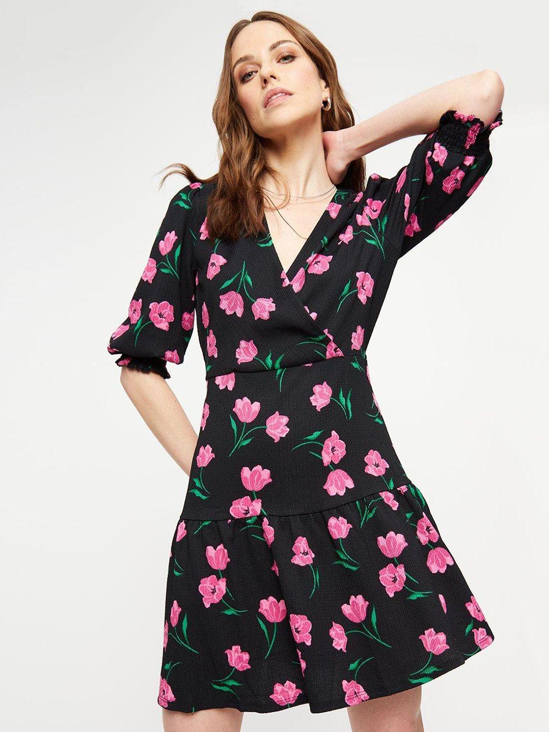 dorothy perkins floral print mini wrap dress