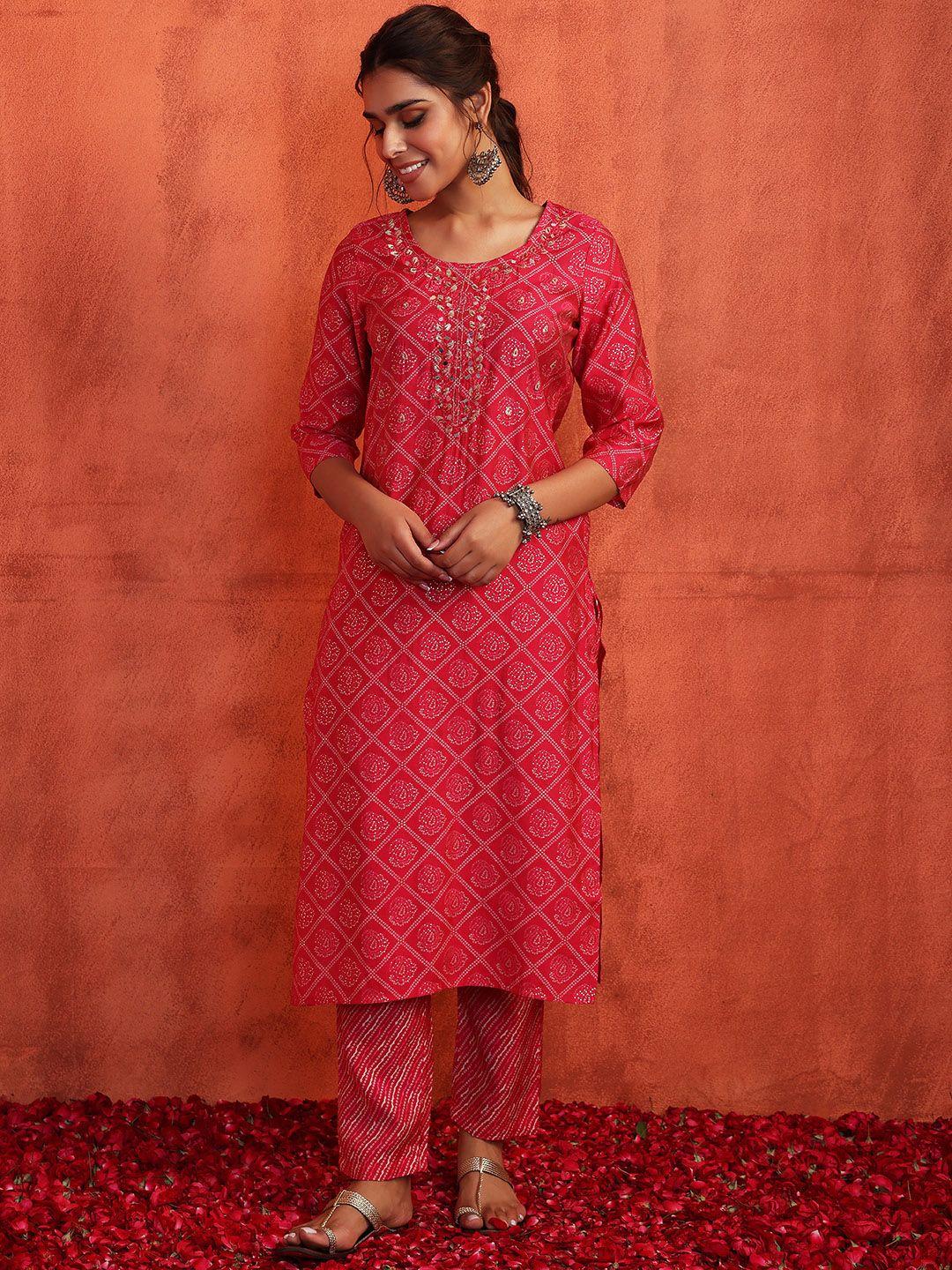 indya women printed kurta with trousers