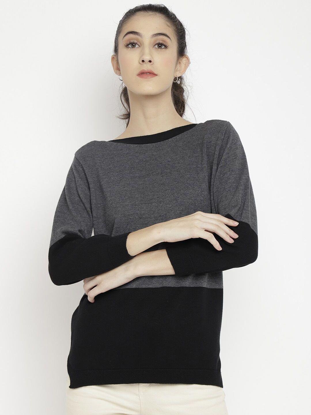 chkokko round neck colourblocked woollen pullover