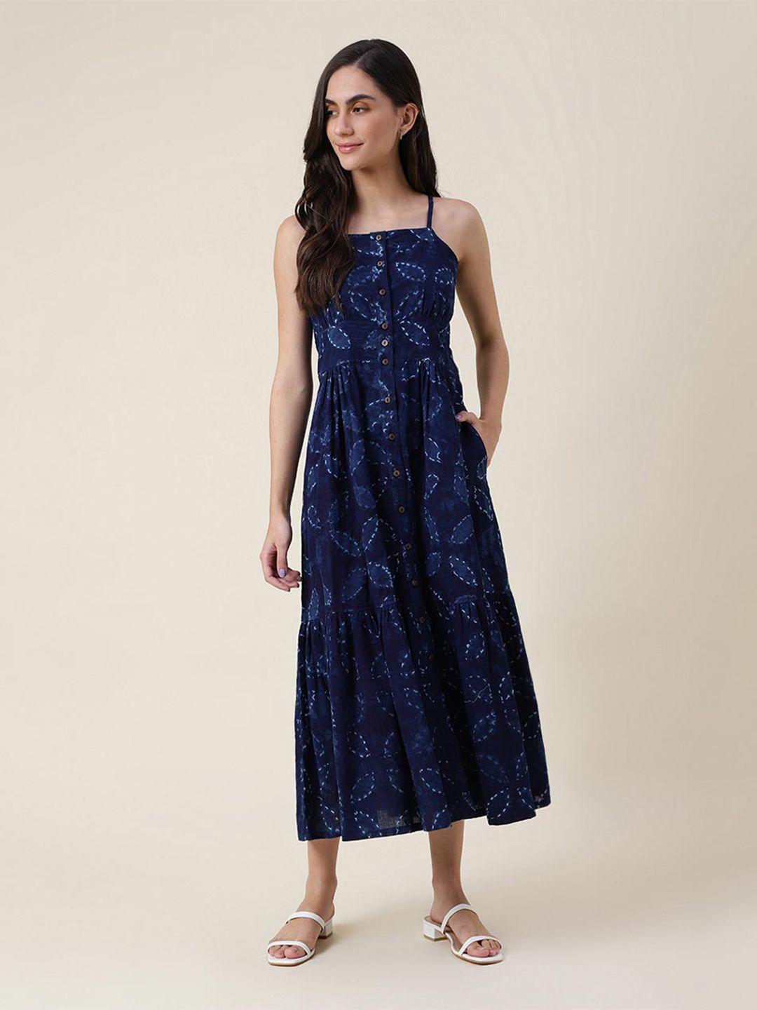 fabindia floral printed  a-line midi cotton dress