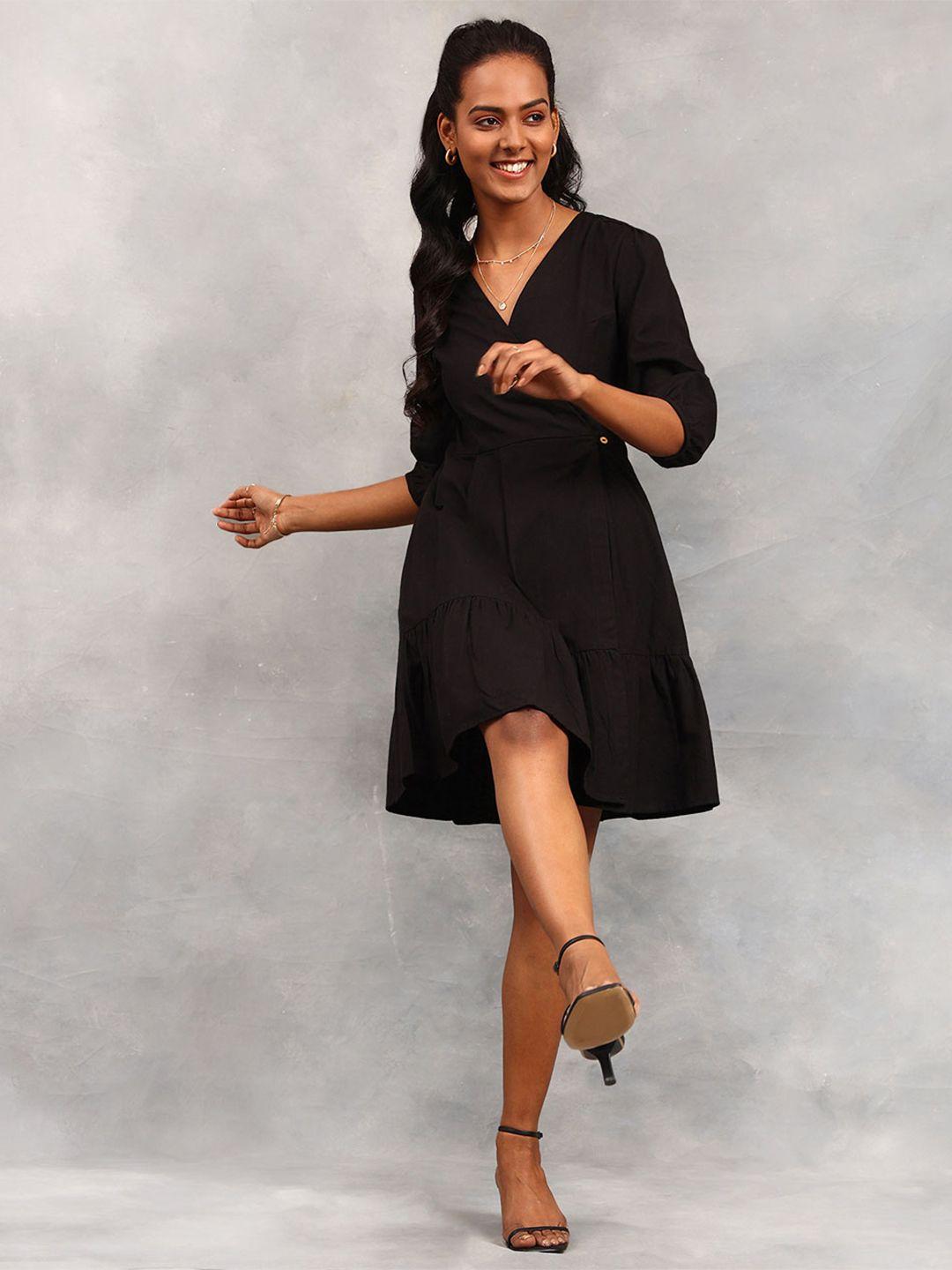 fabindia v-neck wrap dress