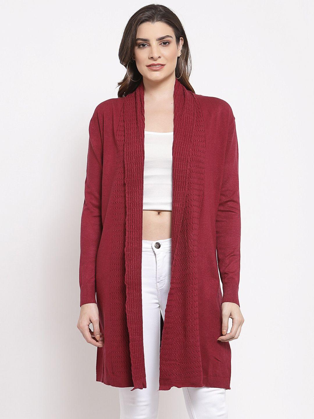 mafadeny women maroon longline shrug