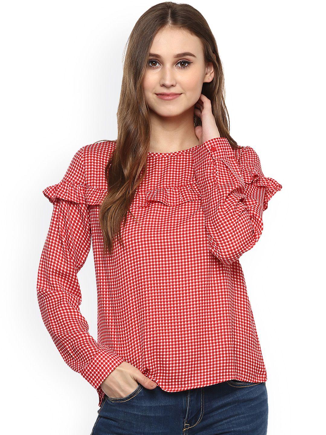 harpa women red & white checked top