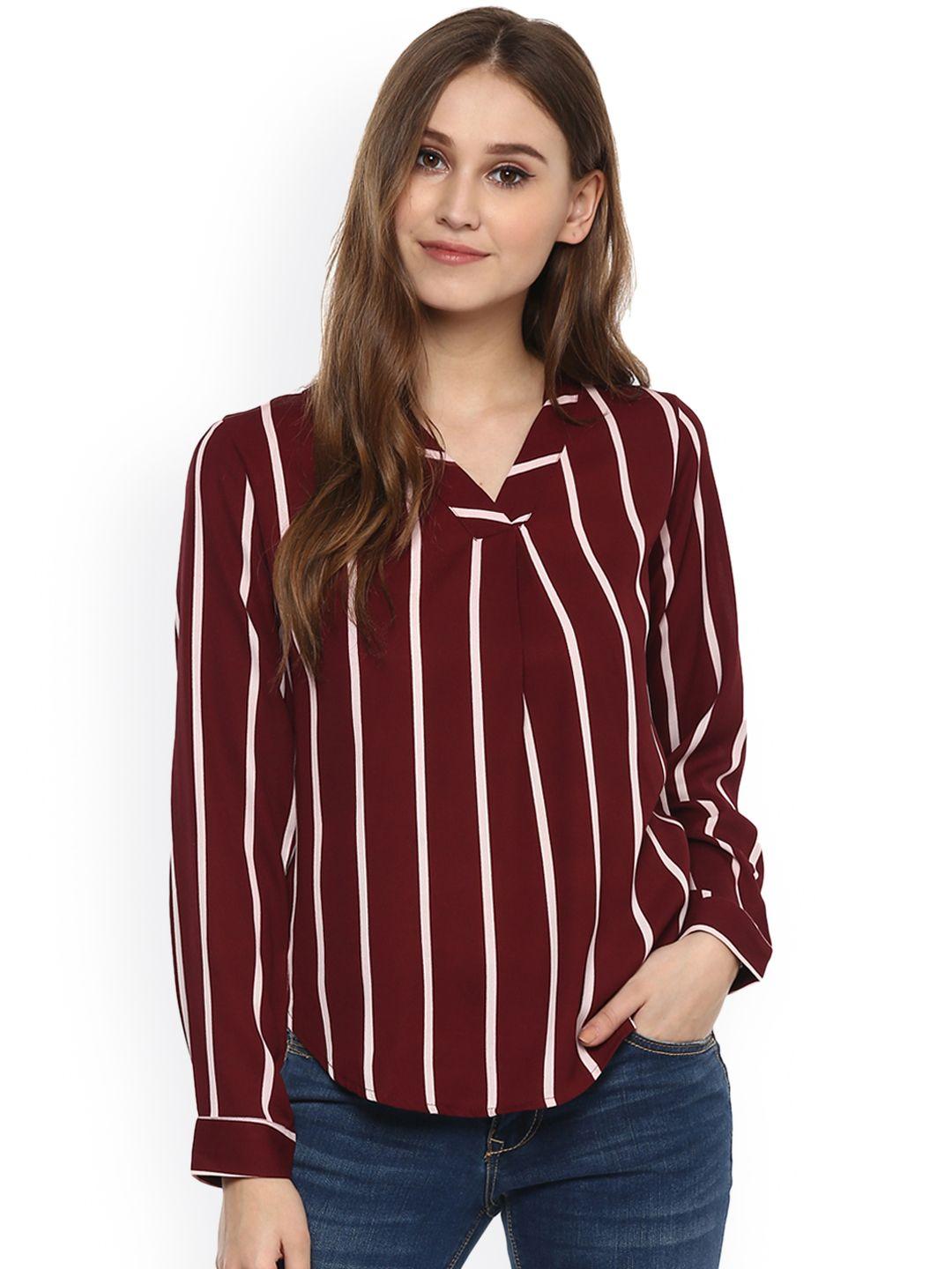 harpa women maroon & white striped top