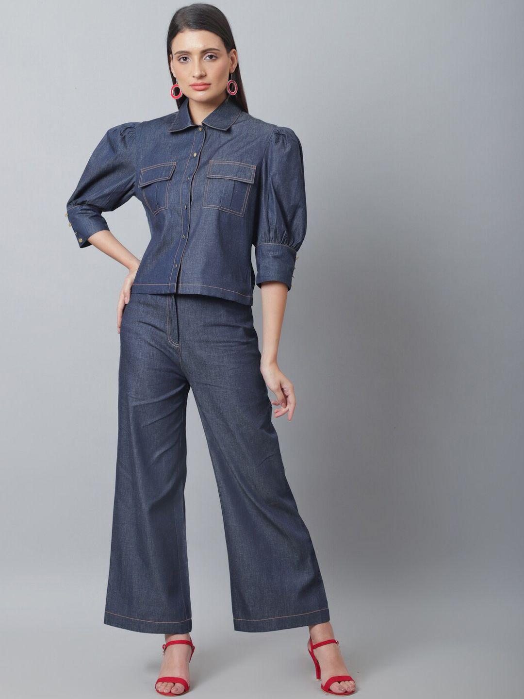 blanc9 women co-ords set shirt with trousers