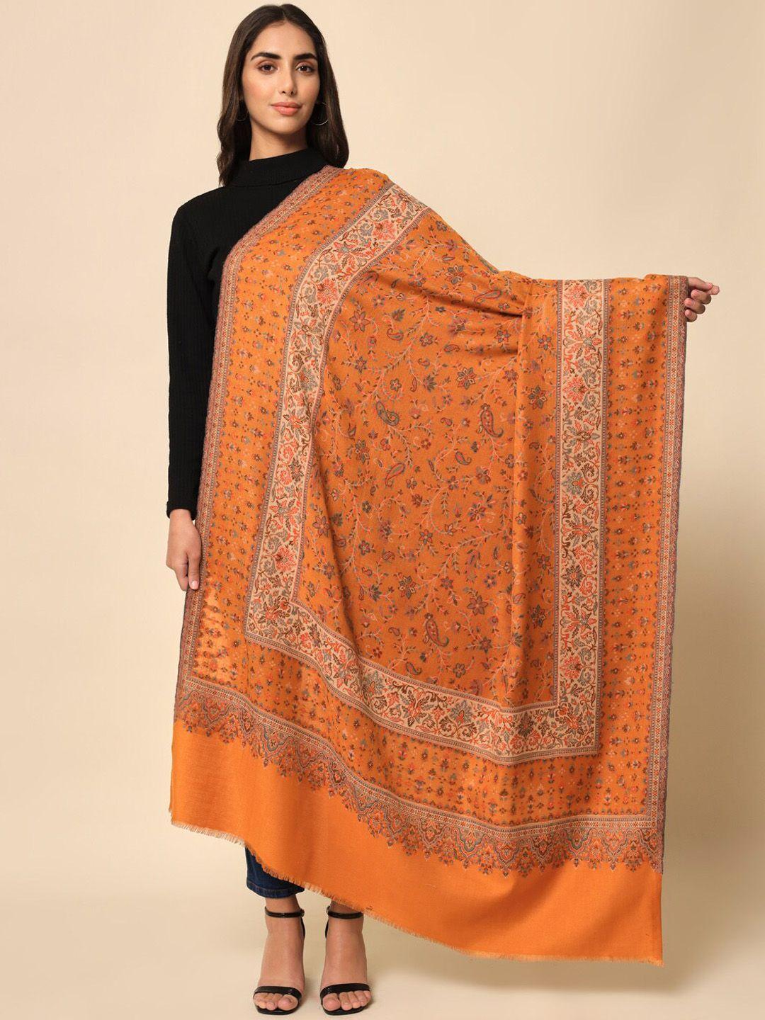 here&now women mustard-yellow woven-design  shawl