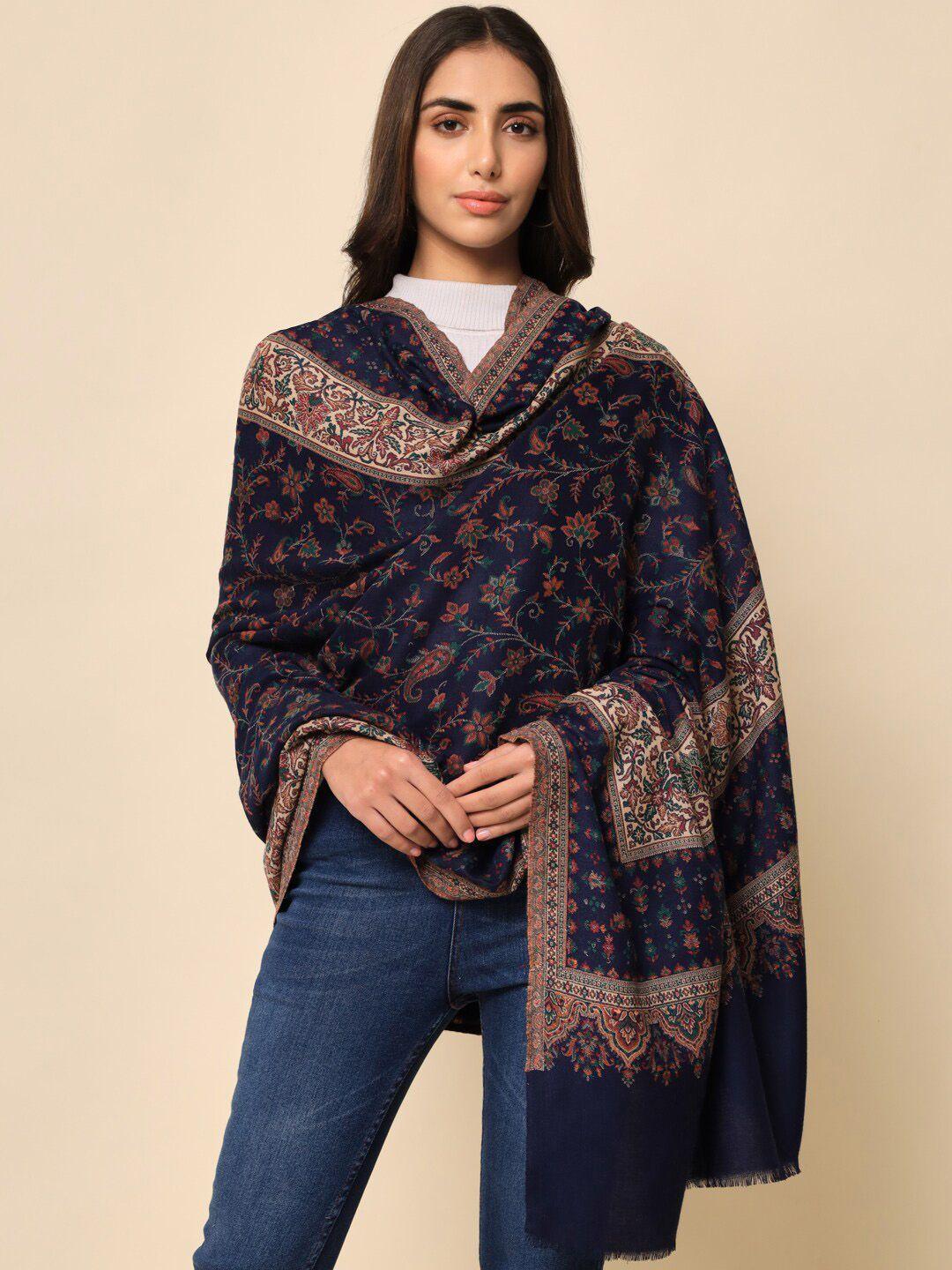 here&now women blue woven-design shawl