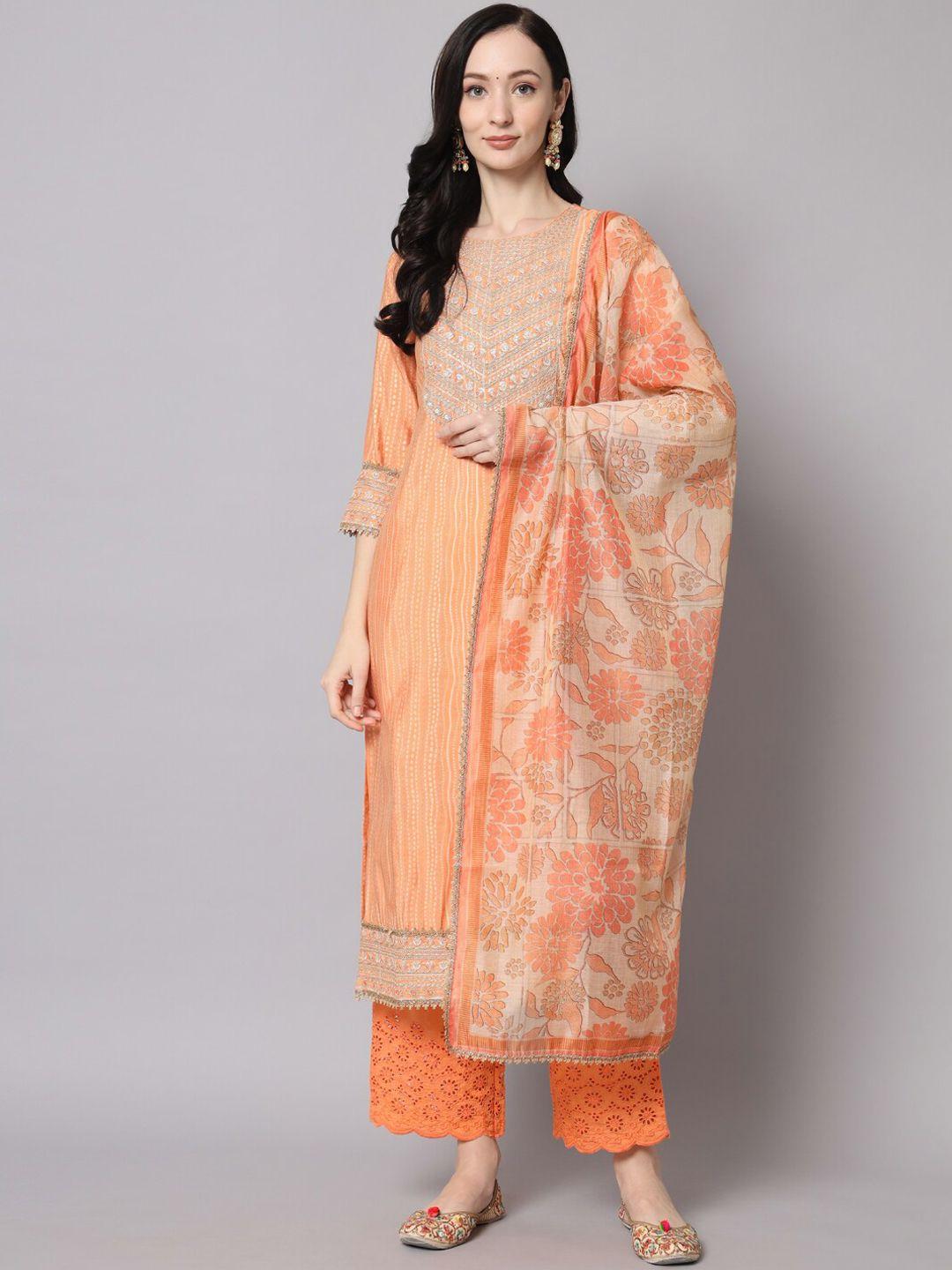 nehamta printed thread work kurta with trousers & with dupatta