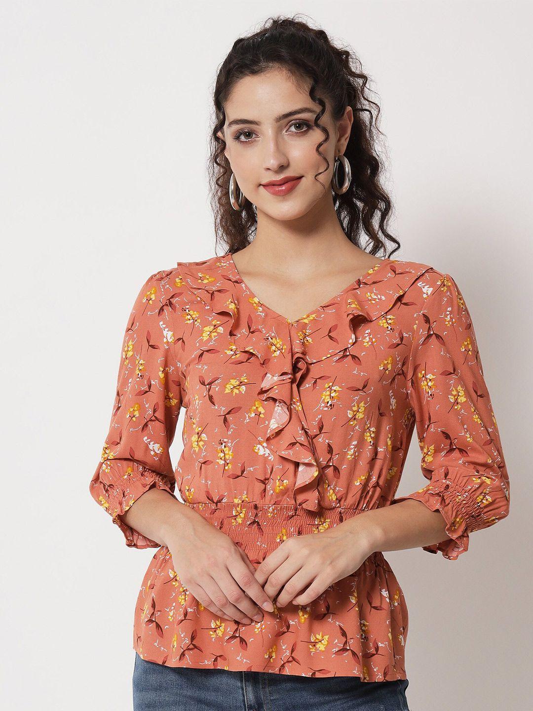 beatnik floral printed ruffles top