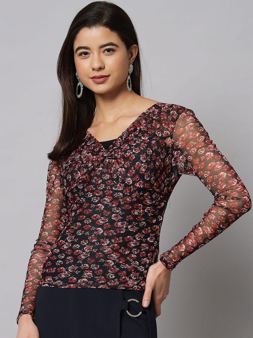 beatnik black floral print top