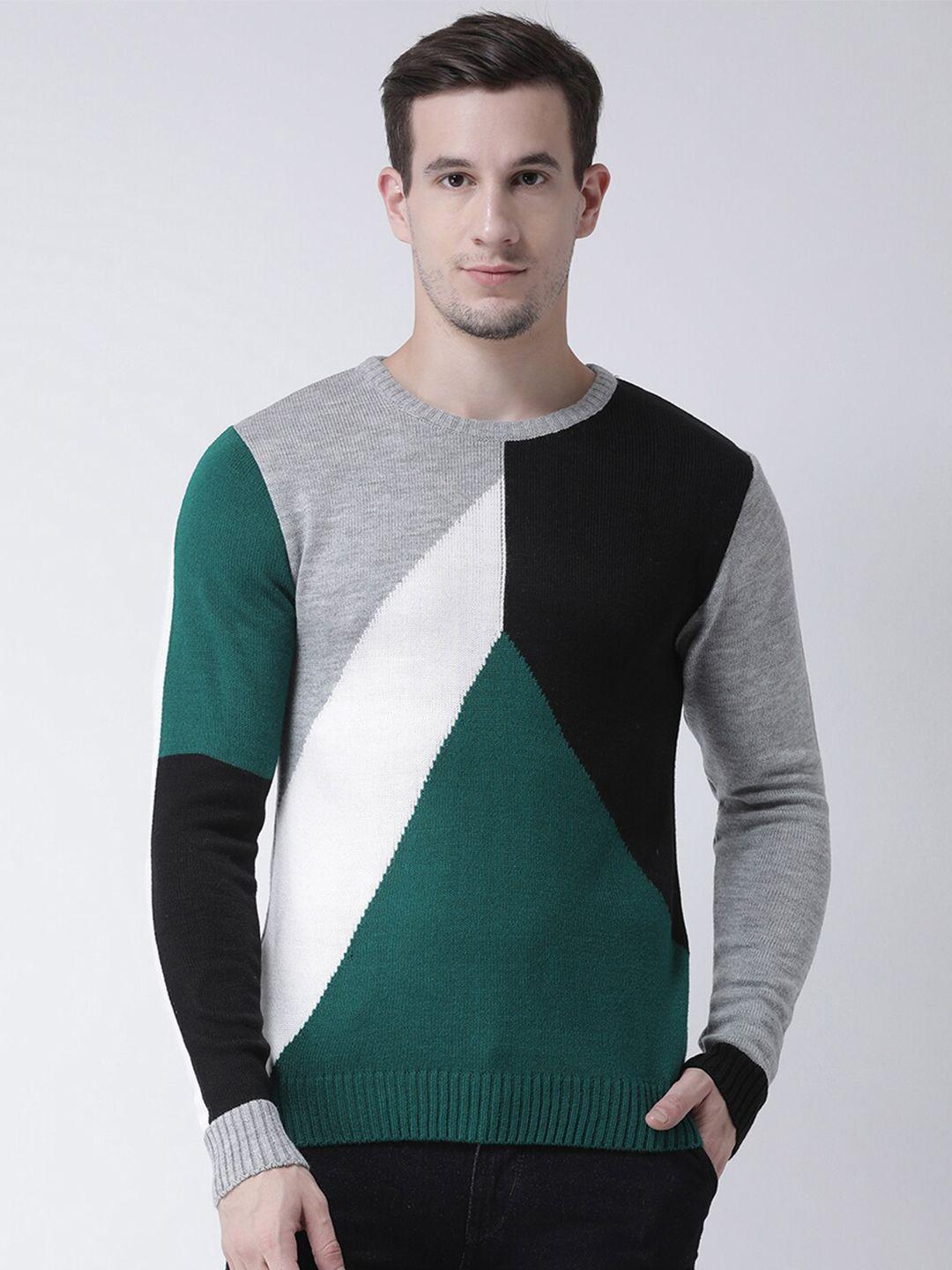 club york men colourblocked self design acrylic pullover