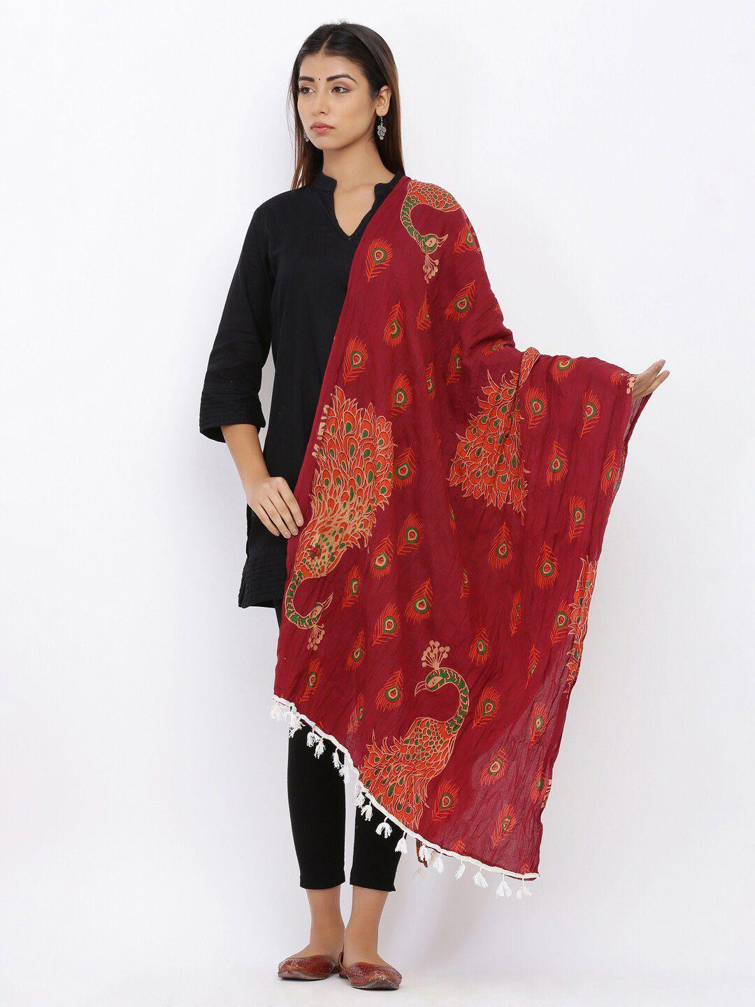 soundarya ethnic motifs printed pure cotton block print dupatta