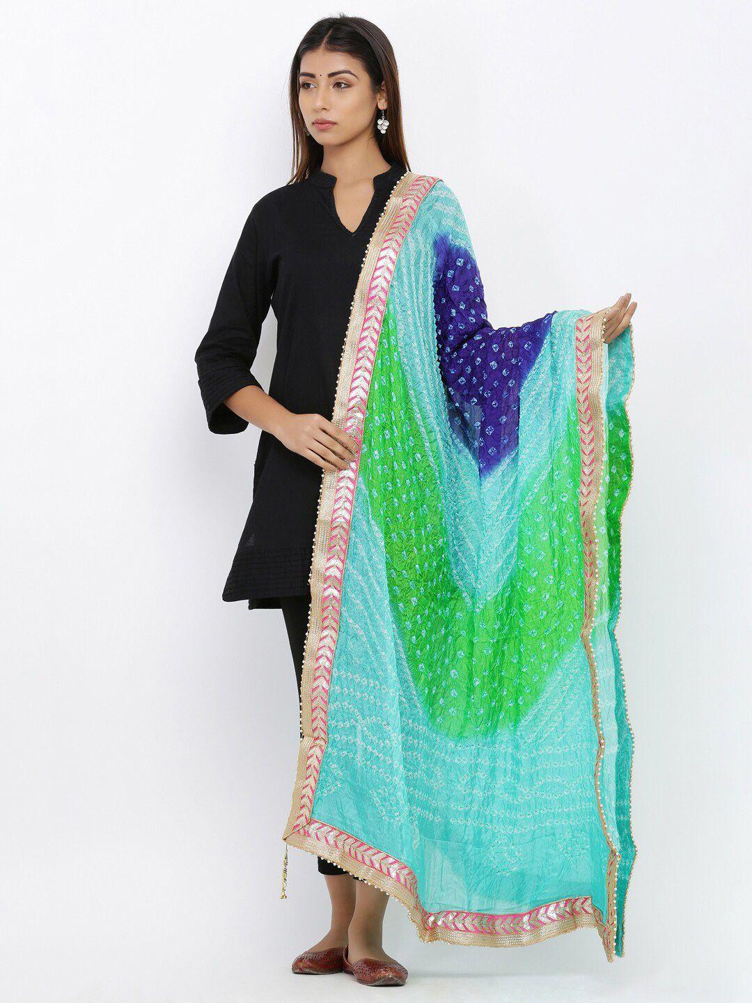 soundarya woven design art silk bandhani dupatta with gotta patti