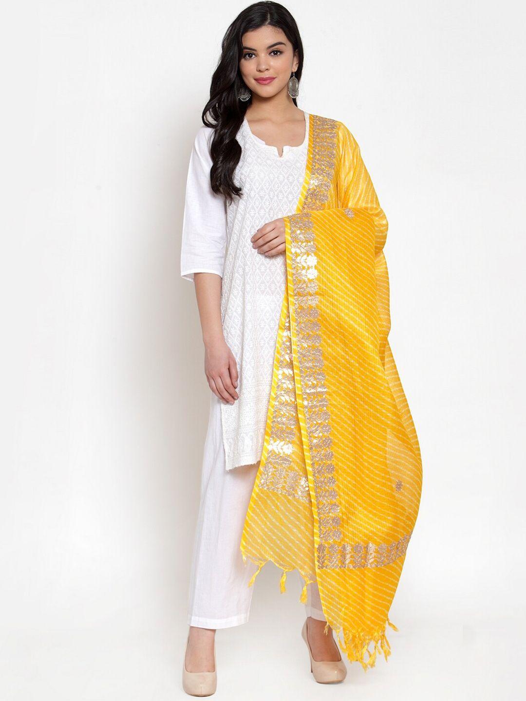 soundarya printed pure cotton leheriya dupatta with gotta patti