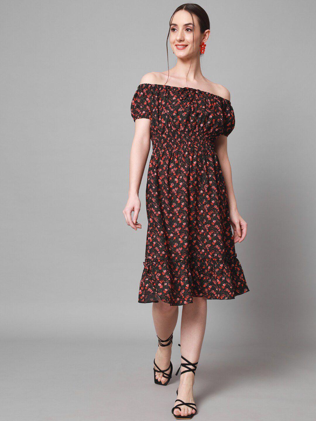 addyvero floral printed off-shoulder a-line dress