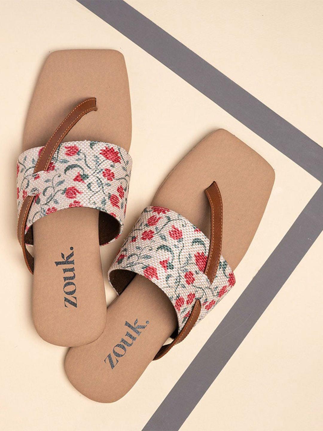 zouk women printed open toe flats