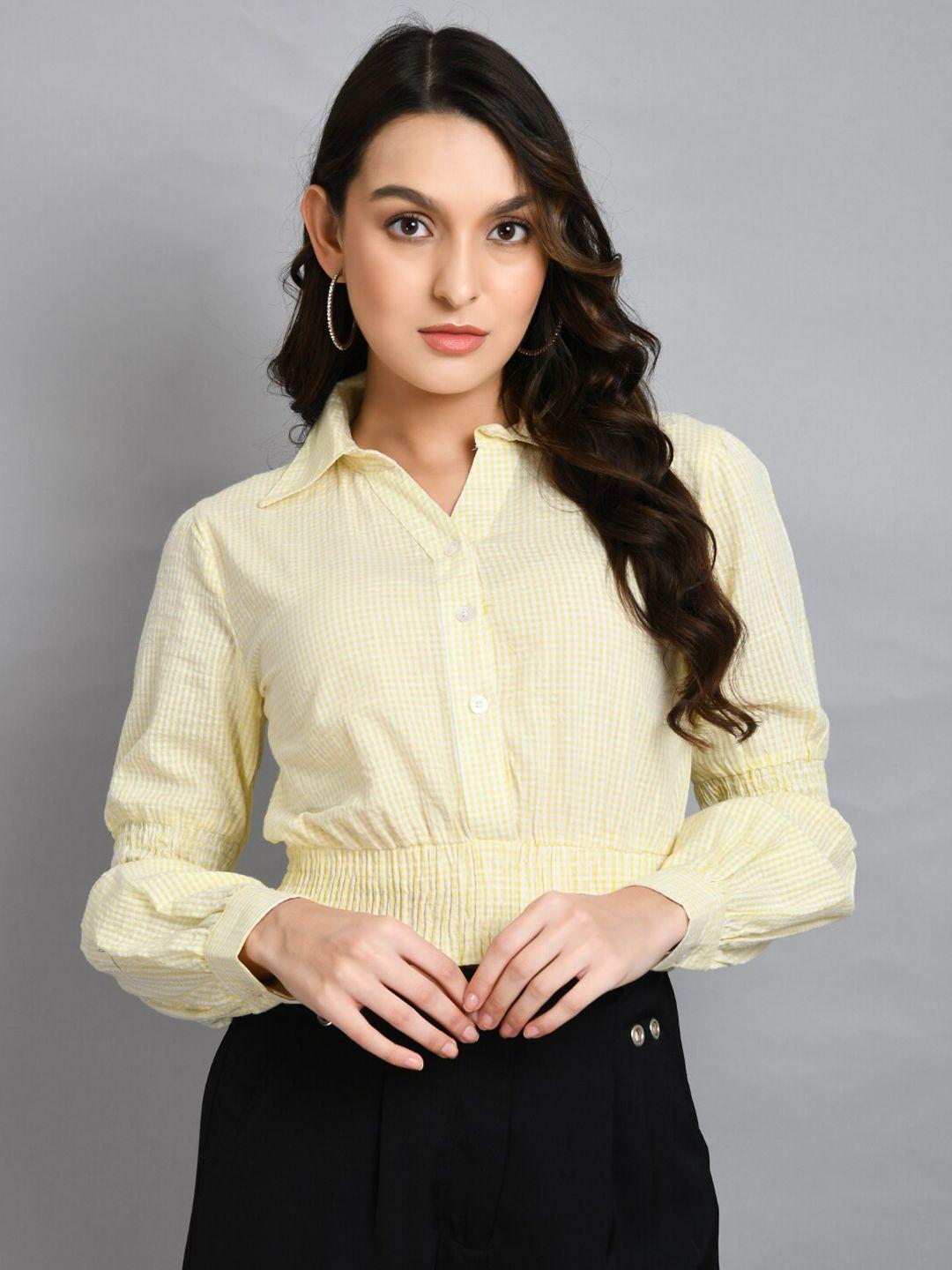 pretty loving thing pure cotton checked shirt style crop top