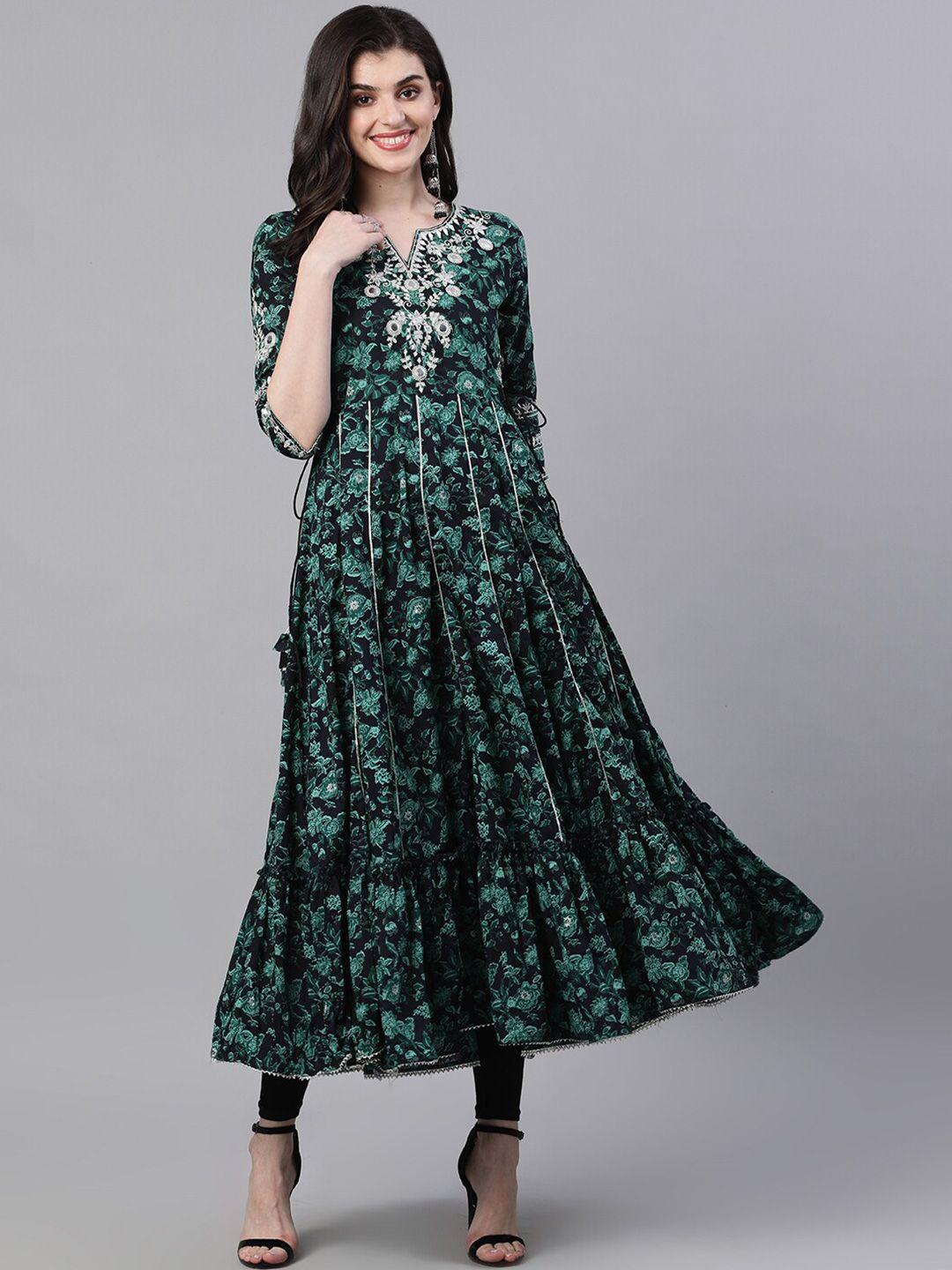 ishin floral maxi midi cotton dress