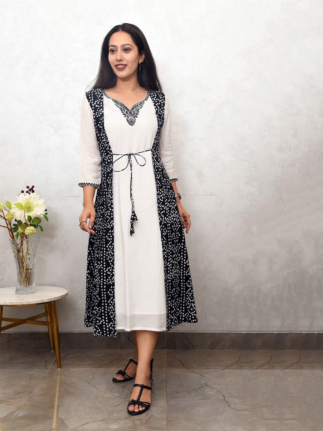 aaheli women ethnic dress with bandhani jacket