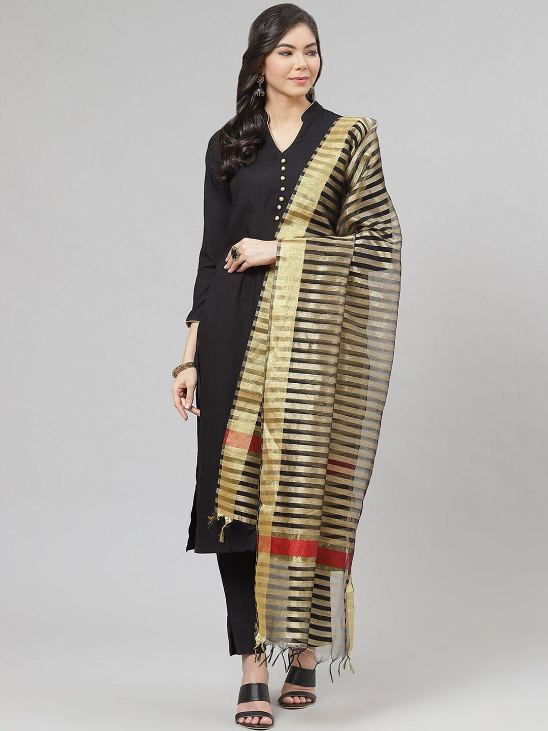 ives women black kurta with trousers & dupatta