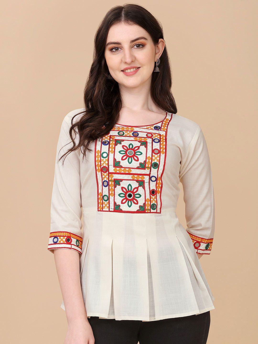 paralians embroidered peplum top